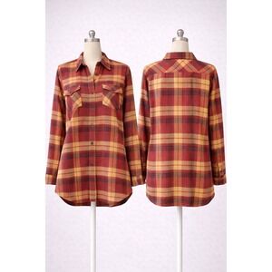 Naturals Reflections Rust Plaid Flannel Shirt - Grunge Western Button Up 2X